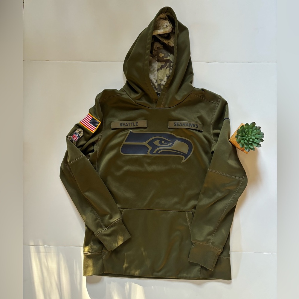 Nike Olive Green Seahawks Kids Hoodie